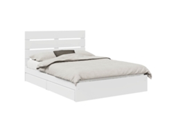 Cama com Armazenamento Branco 140x200 cm Madeira Processada MAISON EXCLUSIVE