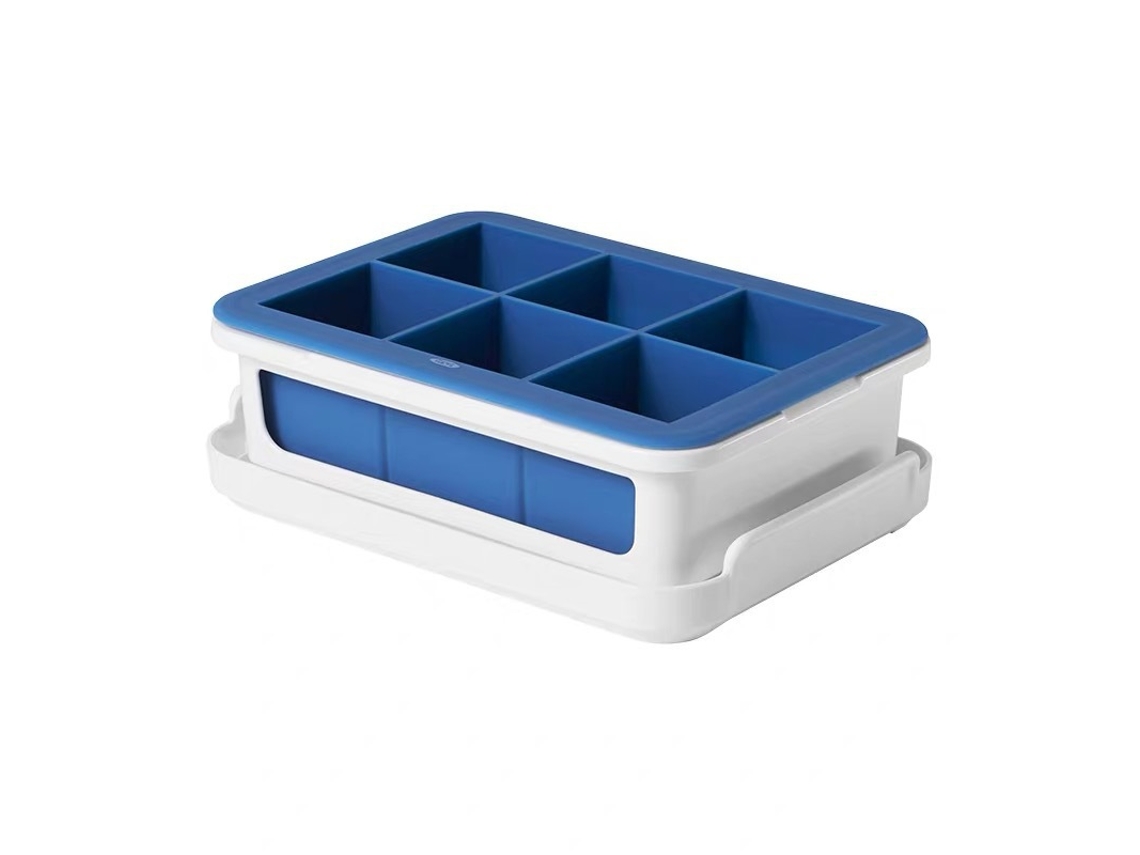 Bandeja de gelo grande Slowmoose com tampa de silicone, comporta 6 cubos de gelo grandes