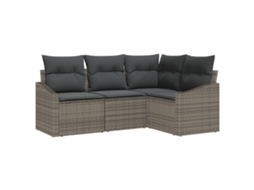 Conjunto 4 Sofá Exterior Vidaxl Cinzento Vime Pe (178,5 X 123,5 X 85 Cm)