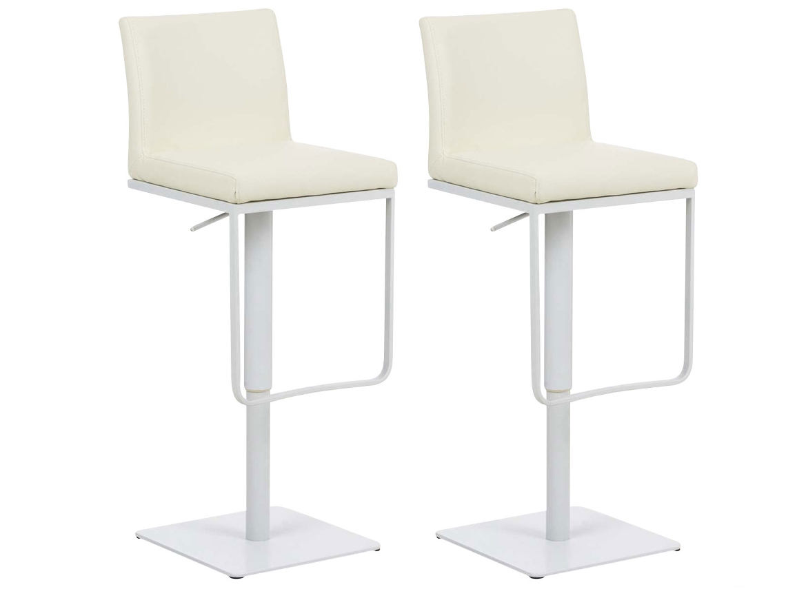 Conjunto de 2 bancos de bar em pele Panamá creme/branco CLP