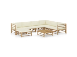 Pcs Conj. Lounge P/ Jardim Em Bambu C/ Almofadões Branco Nata Dkd Home Decor