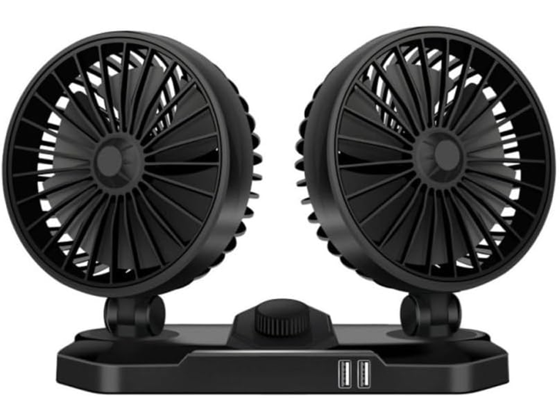 Iplusmile Ventilador De Carro Leve, Recarregável Via Usb, Com Duas Cabeças, Em Abs, Para Veículos E Viagens, Com Rotação