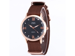 Reloj De Pulsera Unisex Con Correa De Nylon Dial Redondo Cristales Cuarzo (marrón)