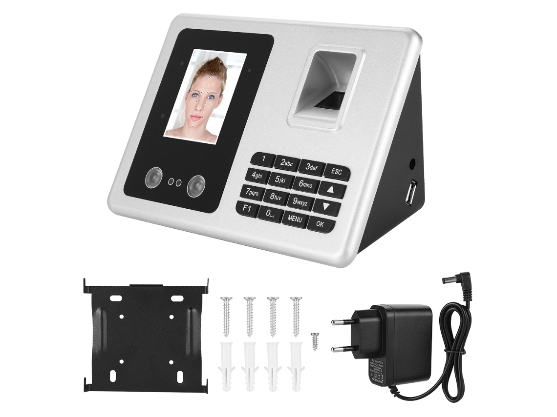 Máquina De Ponto Com Reconhecimento Facial E De Impressão Digital (ecrã Tft Lcd De 2,8 Polegadas, Tensão 100-240v Padrão Ue)