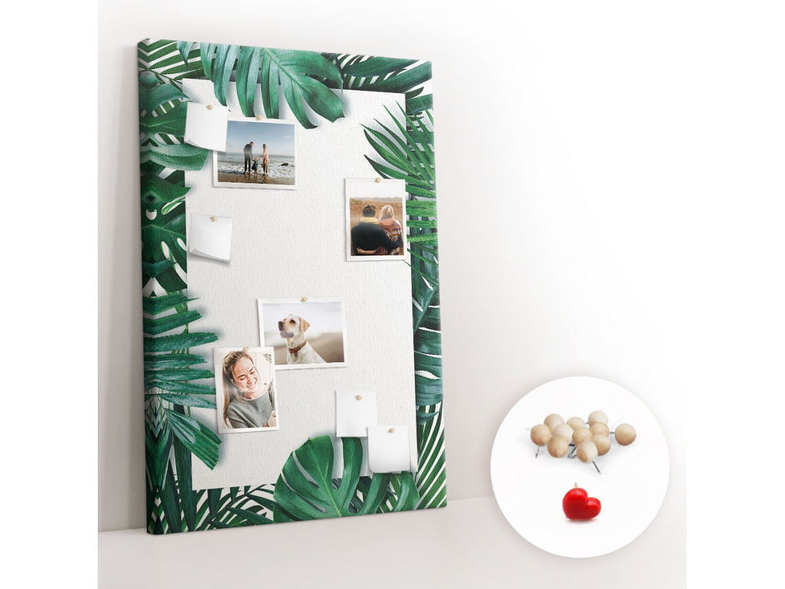 Lousa De Cortiça Moldura De Monstera Para A Sala De Estar Espelharte (80x120 Cm)