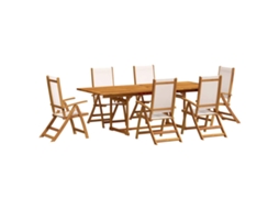 Maison Exclusive - 7 Pcs Conjunto De Jantar Para Jardim Acácia Maciça E Textilene