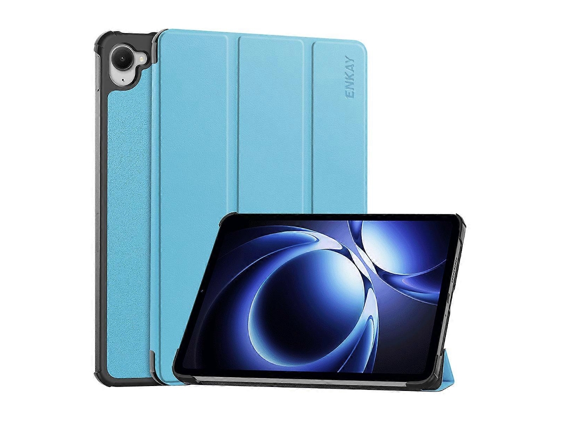 Capa dupla de couro sintético Tkdaddy para Xiaomi Redmi K Pad com suporte triplo Enkay Hat Prince Tablet PC, azul claro Hengrongshen