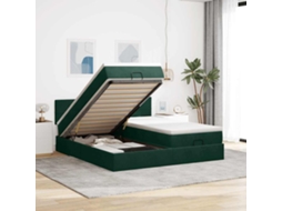Vidaxl Estrutura De Cama Otomana Com Colchão Verde Escuro Veludo