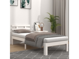 Vidaxl Estrutura De Cama Solteiro 90x190 Cm Madeira Maciça Branco