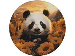Almofada Redonda Para Cadeira Com Estampa De Panda E Girassol, Em Viscose E Algodão, Almofada Grossa E Macia Para