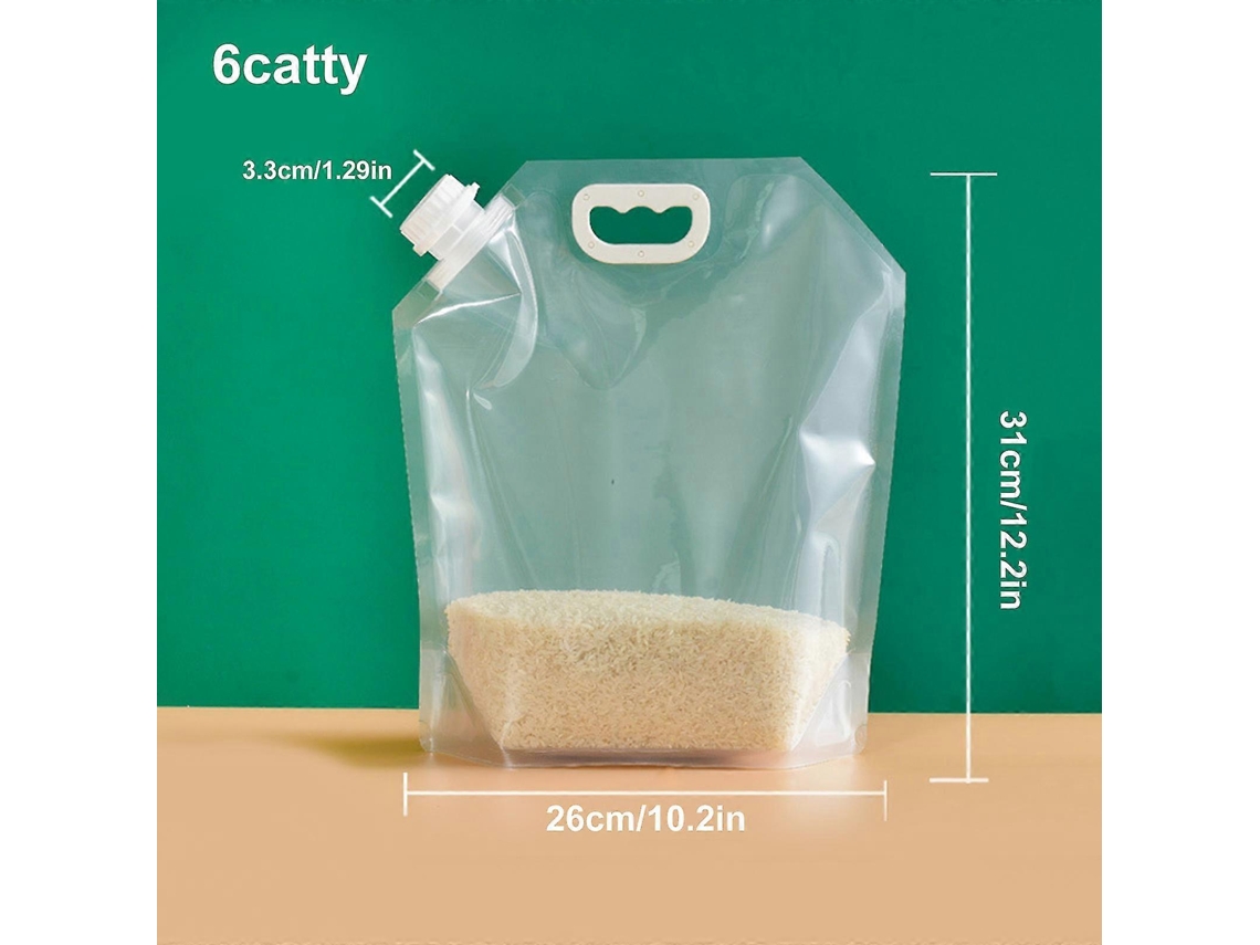 10 Bolsas Herméticas Antihumedad para Granos com Bico, Transparentes e Reutilizáveis para Armazenamento na Cozinha 3l