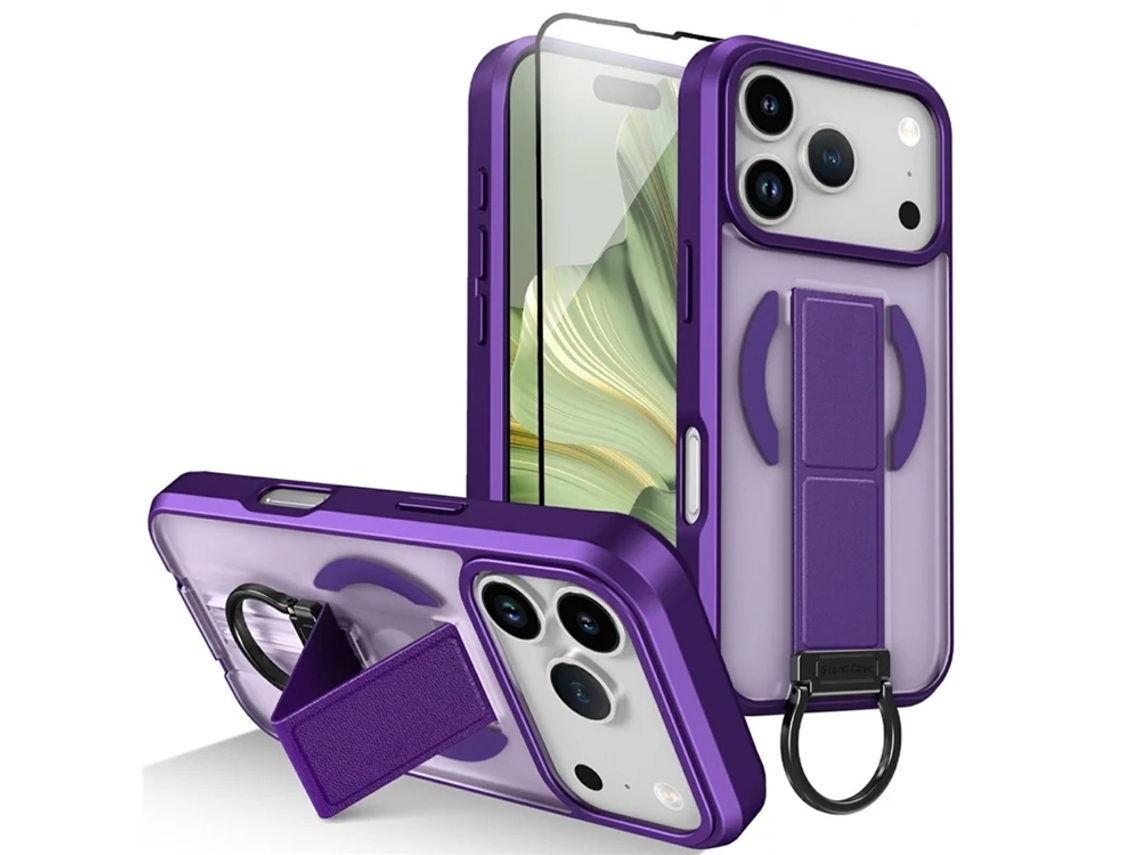 Capa Para Iphone 17 Pro Max Com Suporte Magsafe Em Formato De D - Roxa