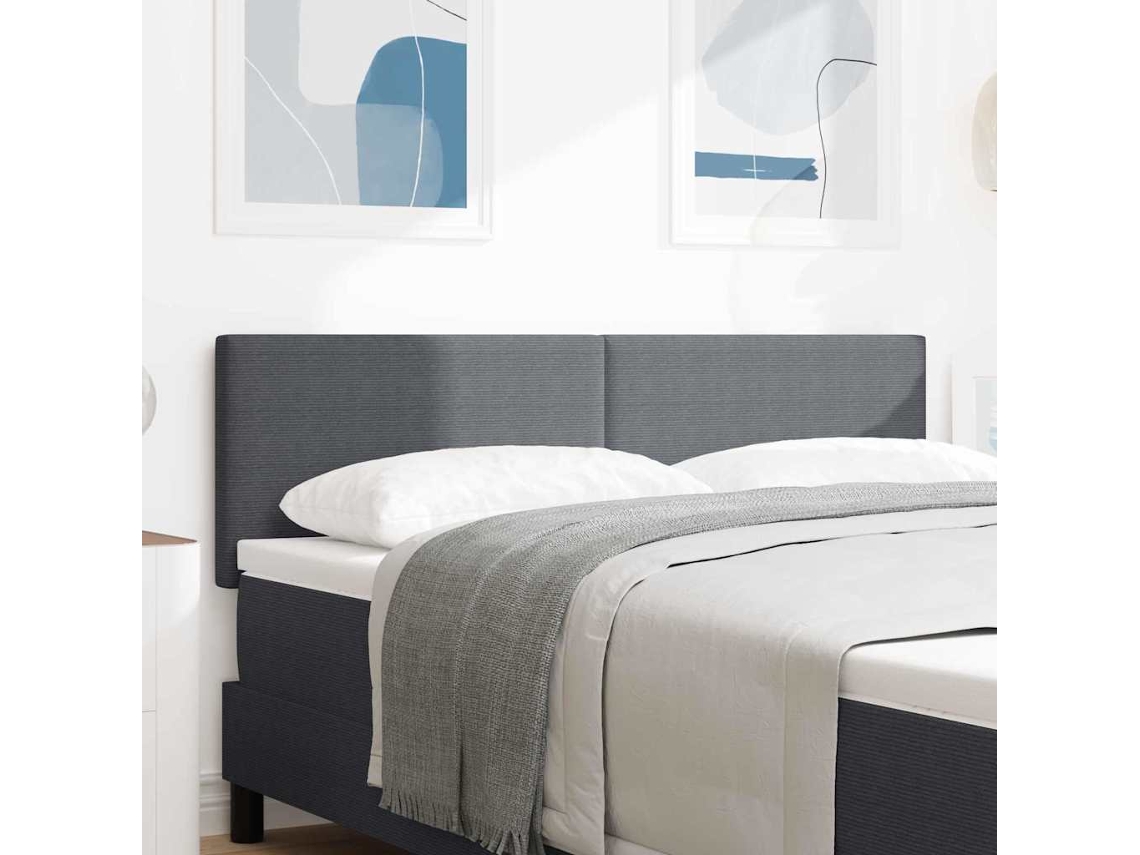 Vidaxl Cabeceira Led Cinza Escuro 160 Cm Tecido De Veludo Cotele