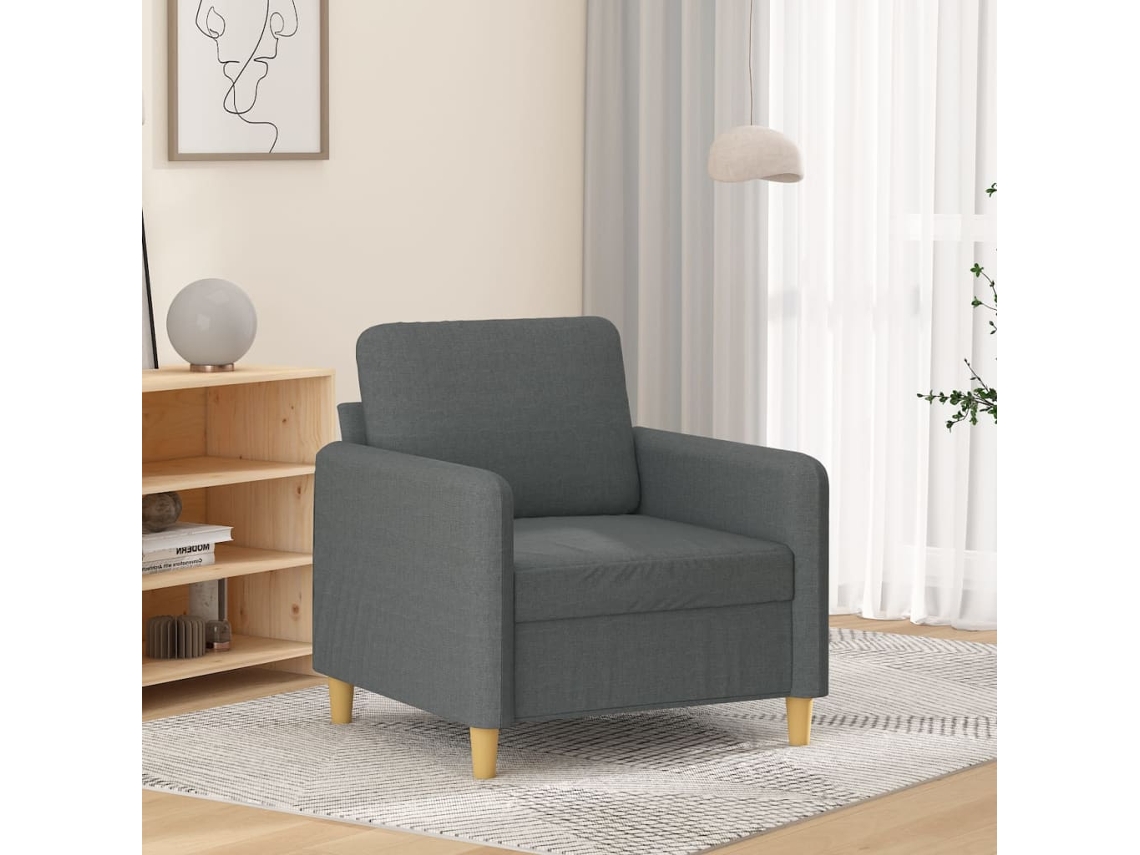 Vidaxl Poltrona 60 Cm Tecido Cinzento-escuro
