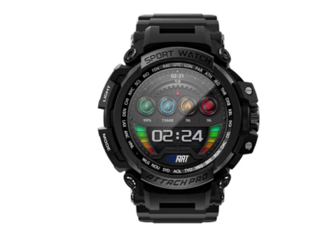 Relógio Inteligente LOKMAT Attack Pro Mostrador Preto 44Mm Pulseira Tpu Smartwatch