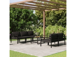Conjunto de Lounge de Jardim com 6 Peças e Alumínio Antracite Almofadões Dkd Home Decor