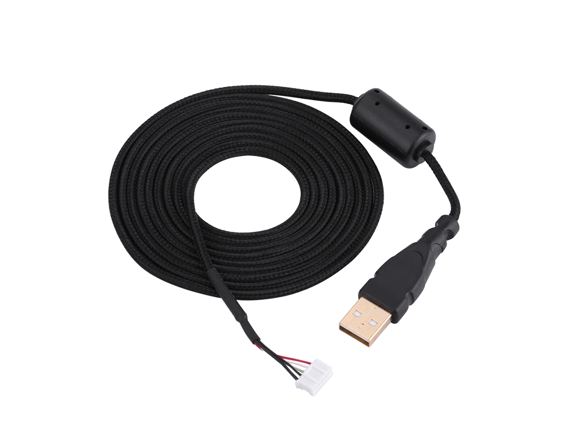 Cabo De Rato (universal Para Microsoft E Logitech, Malha Trançada Preta Pura, Cabo De Substituição)