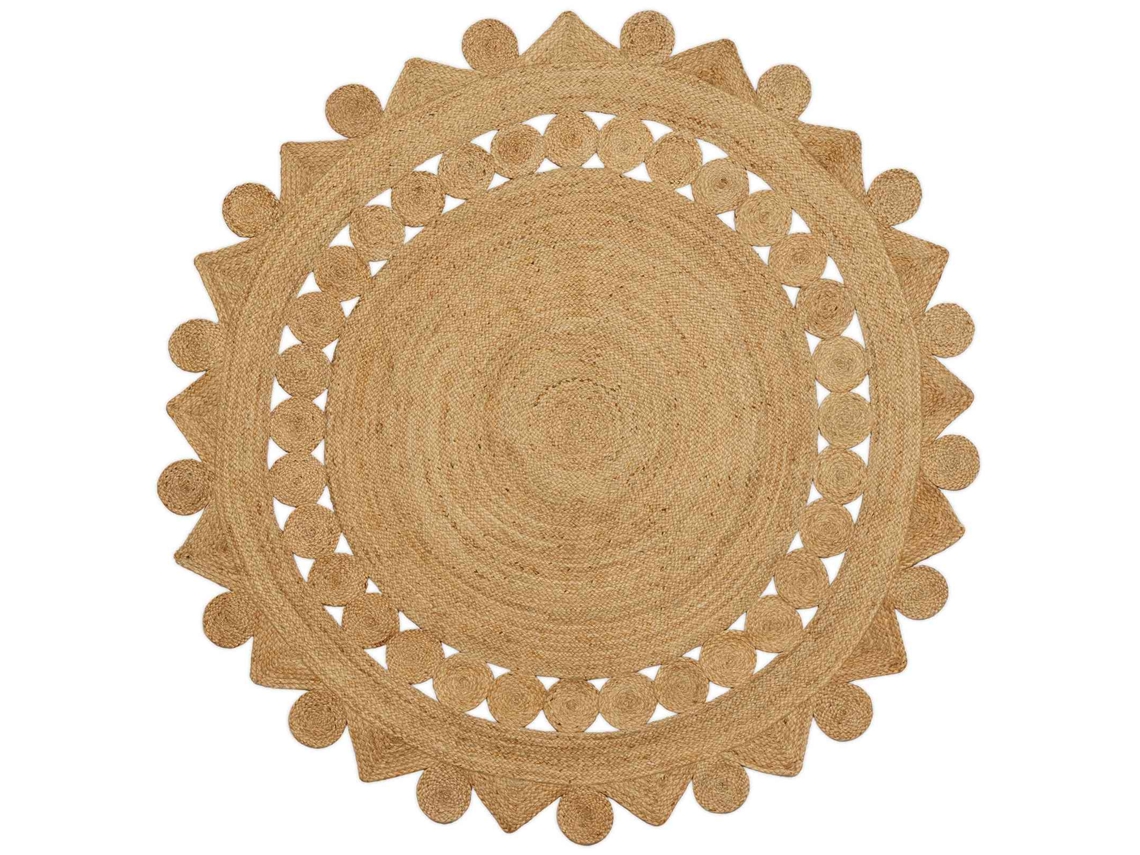 Conjunto 1 Tapetes De Área Vidaxl Castanho Juta (ø 210 Cm)