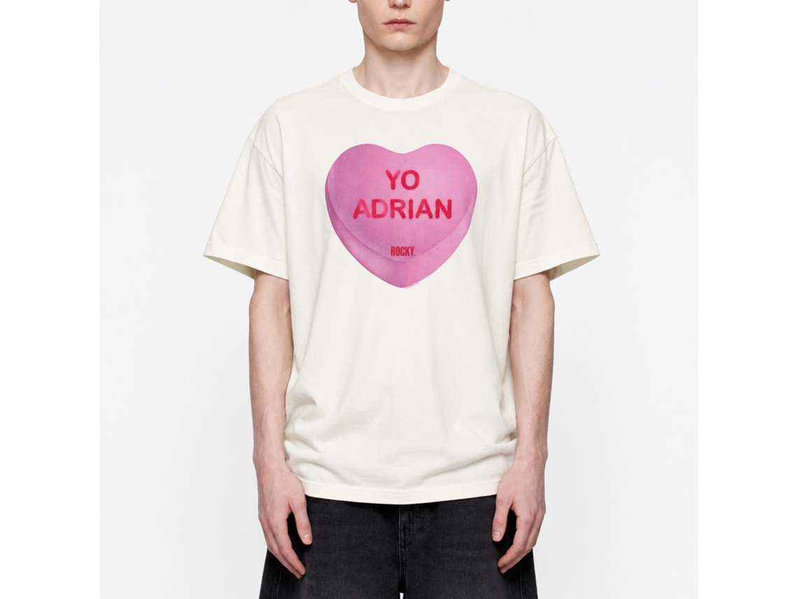 Rockinstone Rocky Movie Yo Adrian Candy Heart Solid Natural Adult T-shirt Size:l