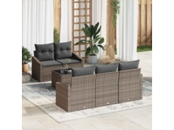 Vidaxl Conjunto De Sofás Com Almofada Manual 6 Pcs Cinzeto Vime Pe