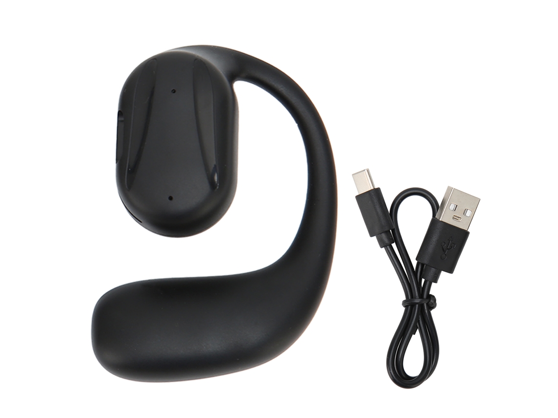Auriculares Bluetooth 5.2 abertos com condução óssea e redução de ruído para desporto e escritório, auriculares esquerdos pretos | S/MARCA