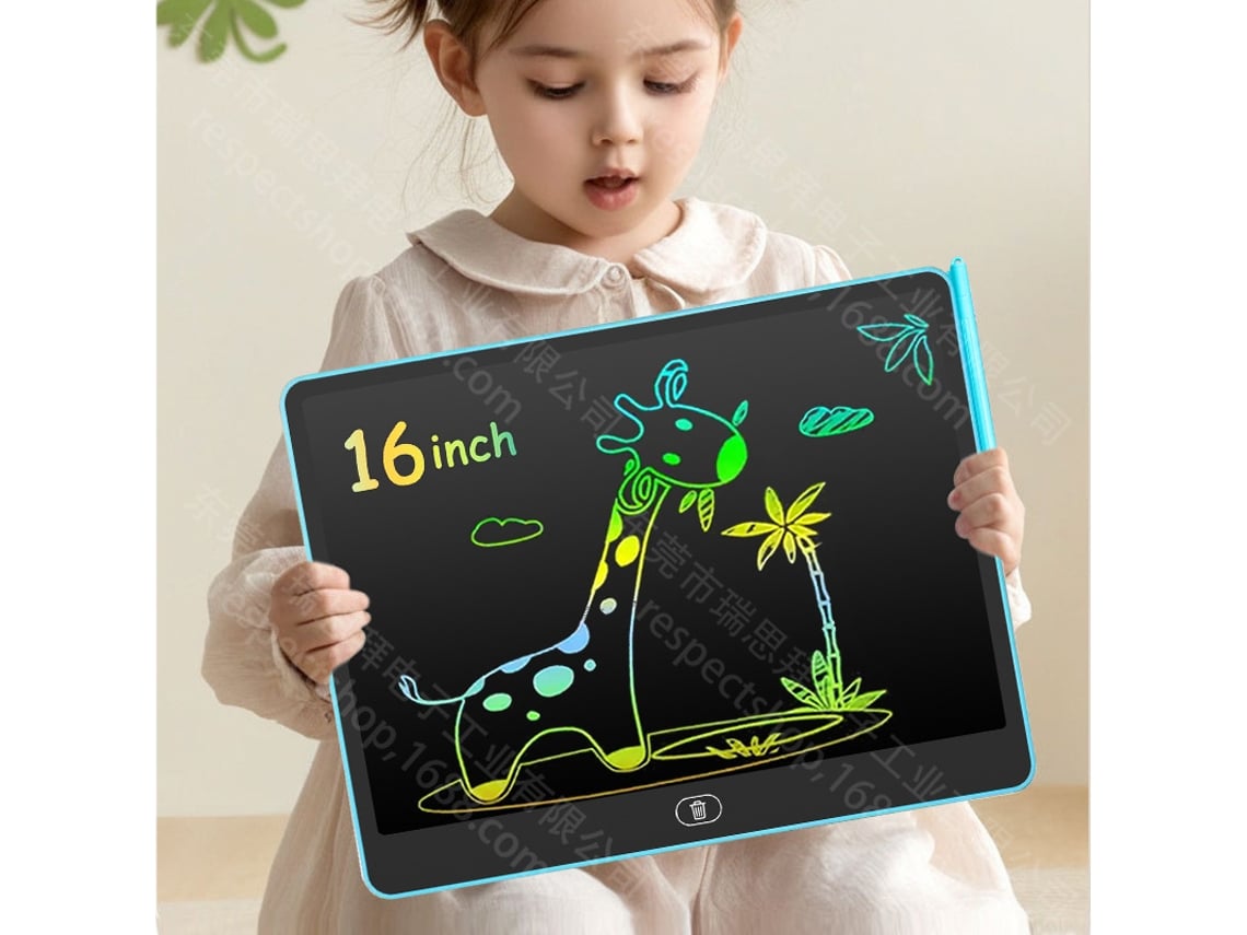 Quadro de Escrita Lcd, Brinquedo Eletrônico de Desenho para Criançash16 Azul Claro Tela Colorida CHENNNLS
