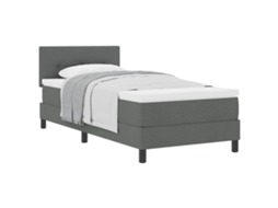 Cama De Solteiro | Camas Para Quarto | Cama Box Com Colchão Cinza Escuro 80 X 200 Cm Tecido