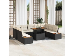 Vidaxl Conjunto De Sofá De Jardim 10 Unid. Preto Vime Pe