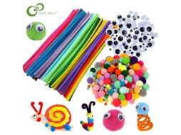 2026 varillas de Limpieza de Caños, Tallos de Chenille para Manualidades Con 100 Pompones Y 60 Ojos, Materiales para Arte Y Manualidades