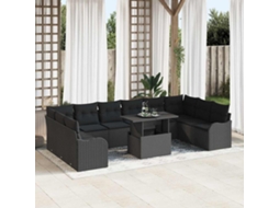 Vidaxl Conjunto De Sofá De Jardim 11 Unid. Preto Rattan Sintético