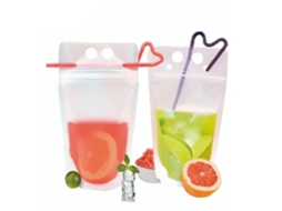 50 Sachês de Bebidas com Canudo 1000ml Transparentes