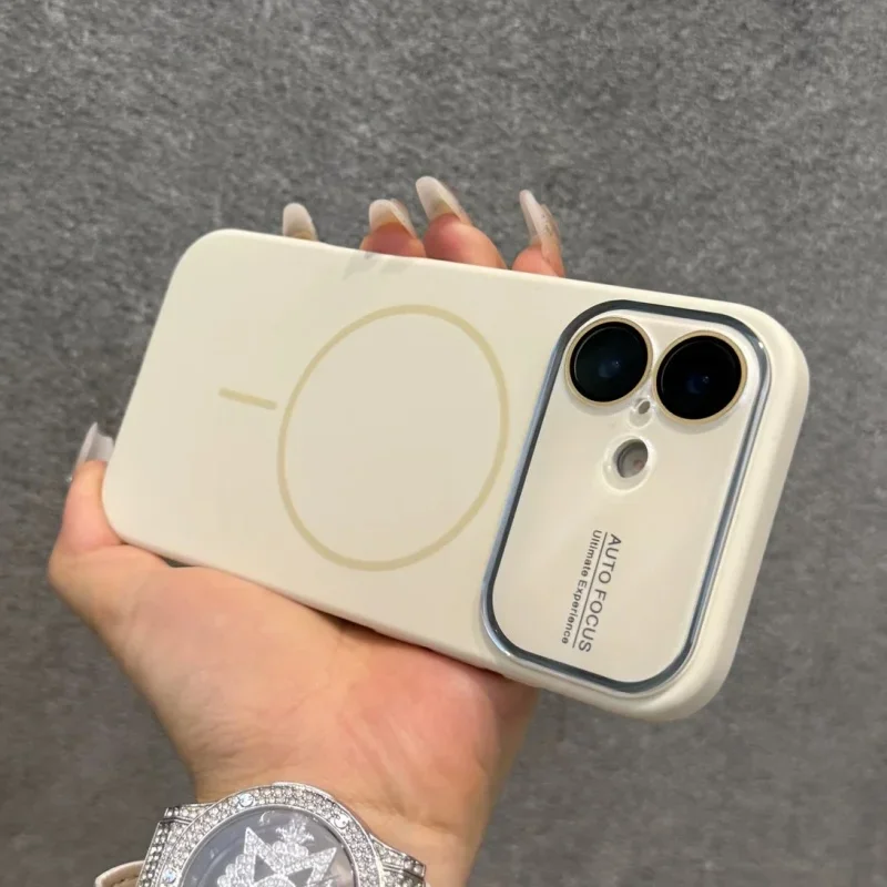 Capa Protetora Para Celular Com Lente De Cristal Líquido (branca, 15 Plus)