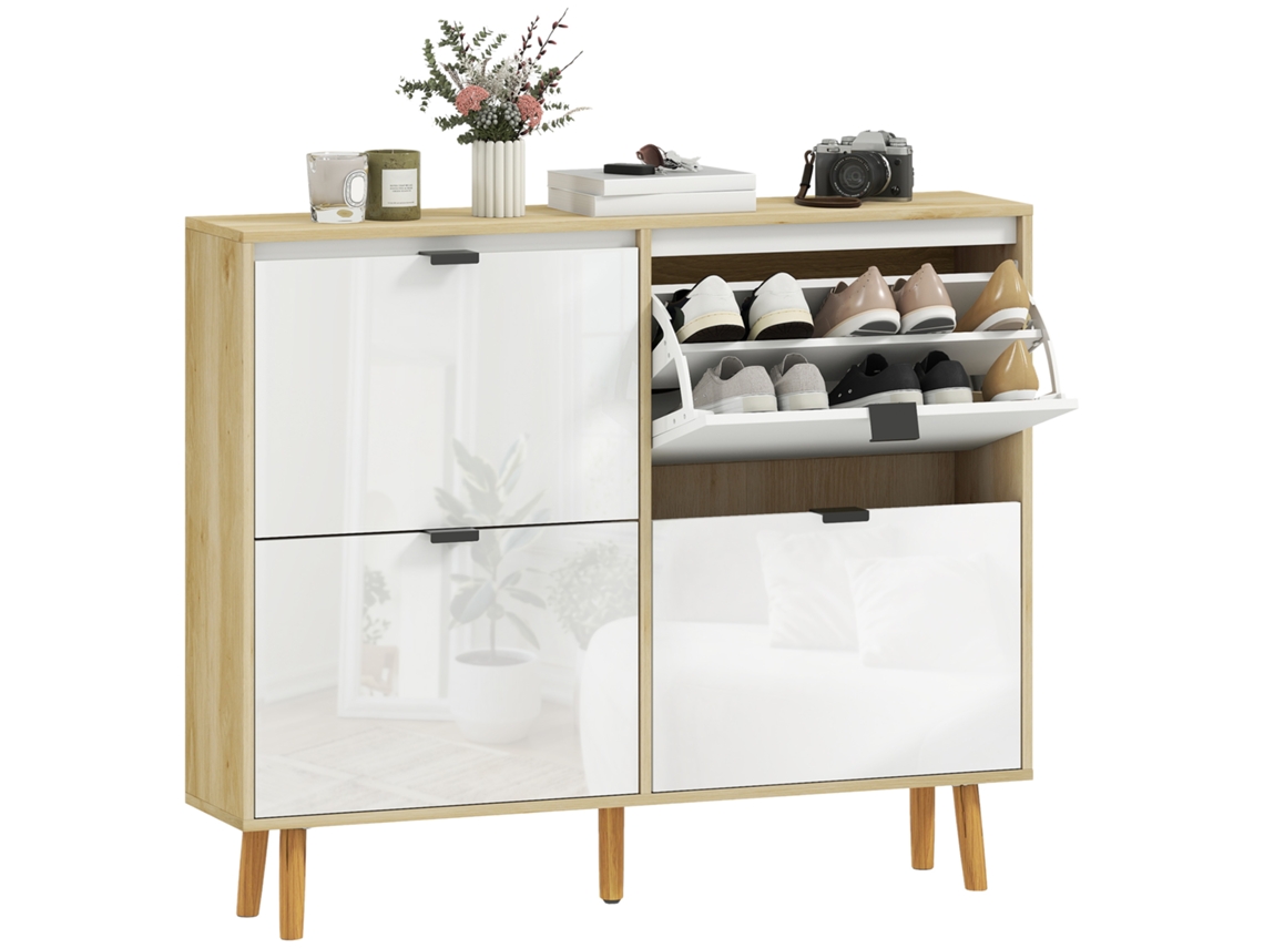Sapateira Moderna e Compacta com 4 Gavetas Basculantes para 20 Pares de Sapatos, 105 X 24 X 92,5 Cm, Branca. PENGJIANG SHOP