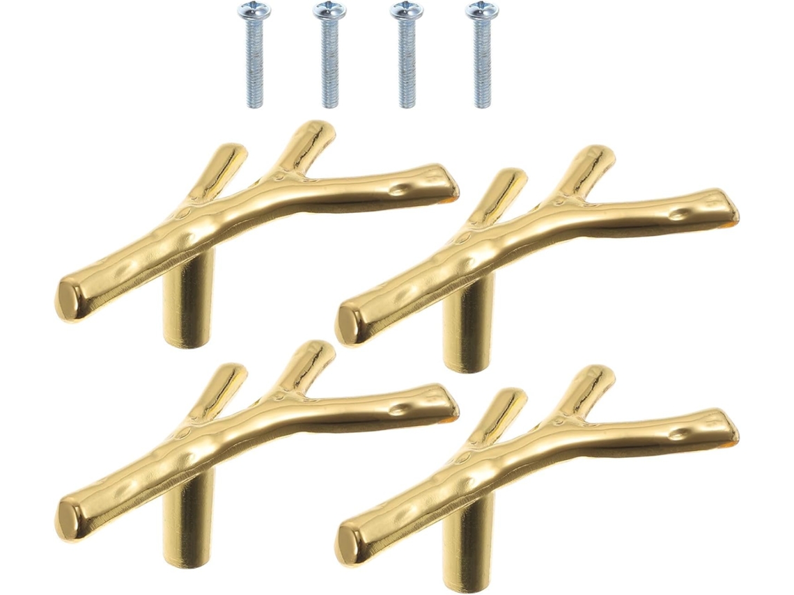 Conjunto De 6 Puxadores Decorativos Para Gavetas Em Formato De Galho, Feitos De Liga Metálica.