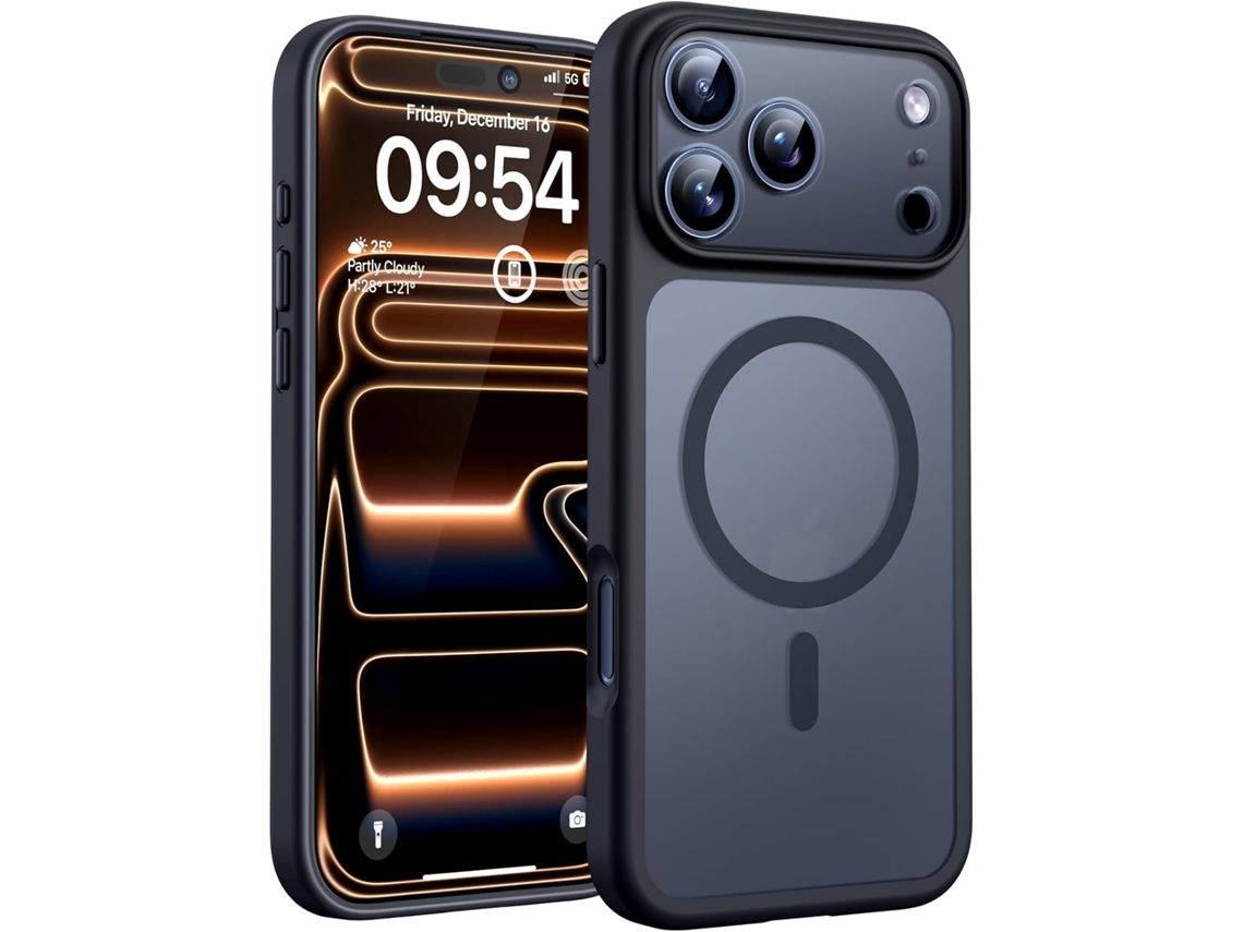 Capa Magnética Transparente Fosca Para Iphone 17 Pro Max Com Proteção Para A Câmera jun
