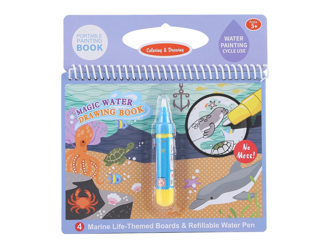 Livro de colorir portátil WalshLXq para crianças com caneta de água, brinquedo educativo para a primeira infância 1