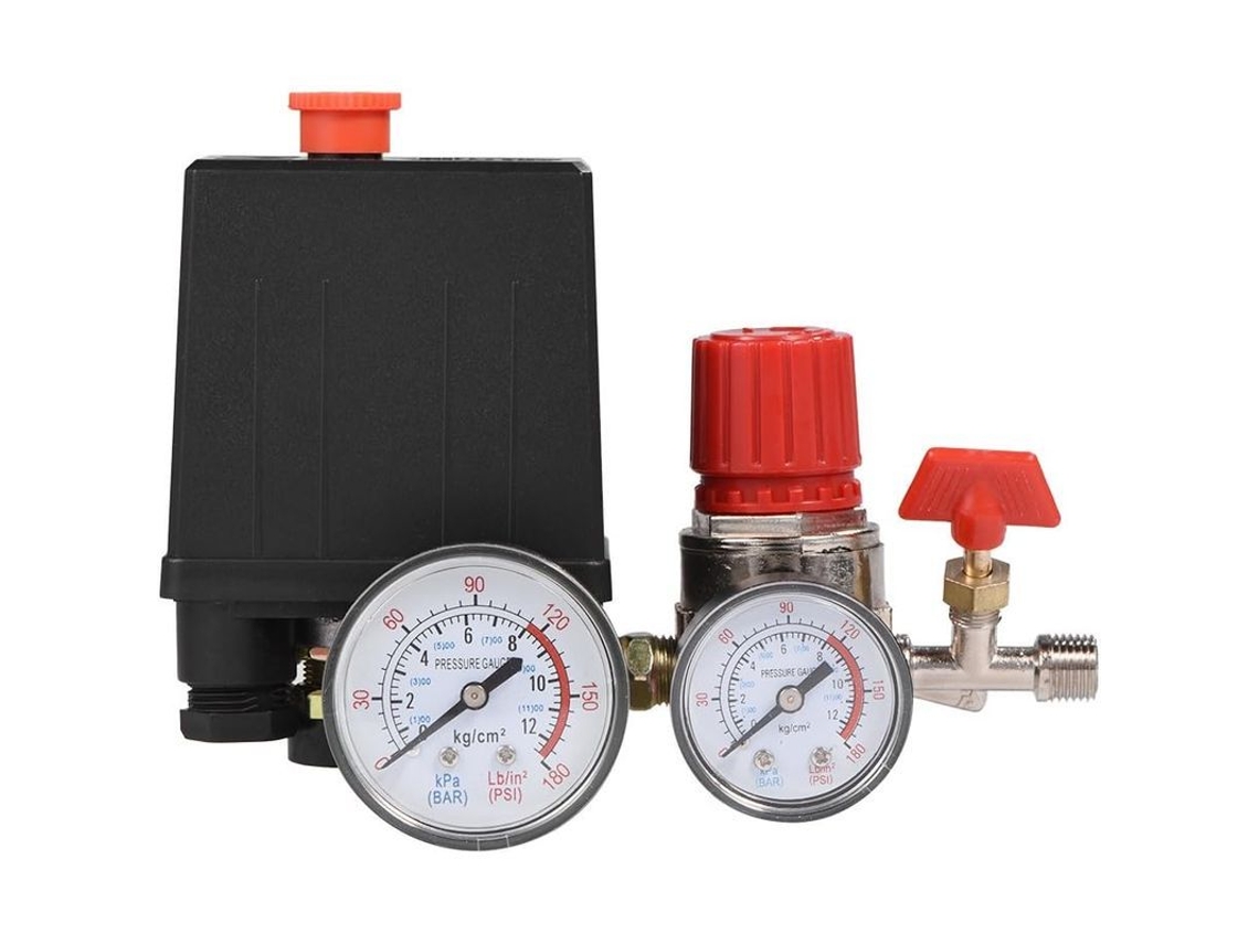Válvula de interruptor de pressão, para compressor de ar, com regulador e manômetro | S/MARCA
