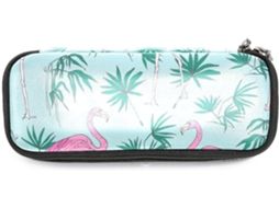 Estojo Grande Com Estampa De Flamingo E Folha Verde, Ideal Escola, Escritório, Adultos, Meninas E Meninos