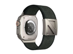 Bracelete para Apple Watch 46/49/45/44mm Nylon Bicolor com Fecho Magnético em Formato Z Verde e Preto XIAOMOYU