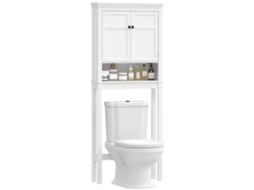 Móvel sobre sanita com 2 portas, compartimento e prateleira ajustável (70x20x175cm) branco