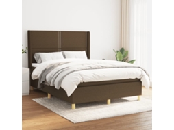 Vidaxl Cama Com Molas/colchão 140x190 Cm Tecido Castanho-escuro