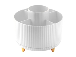 Ats porta Lápices e Canetas para Mesa com 5 Compartimentos Giratsório 360 Graus Organizador de Matseriais Escolares Branco