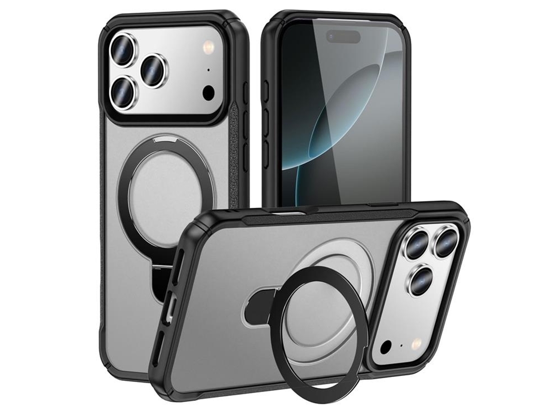 Capa Para Iphone 17 Pro Max Com Suporte Giratório Magsafe - Preta