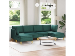 Vidaxl Conjunto De Sofá Modular Com Armazenamento 6 Pcs Verde-escuro