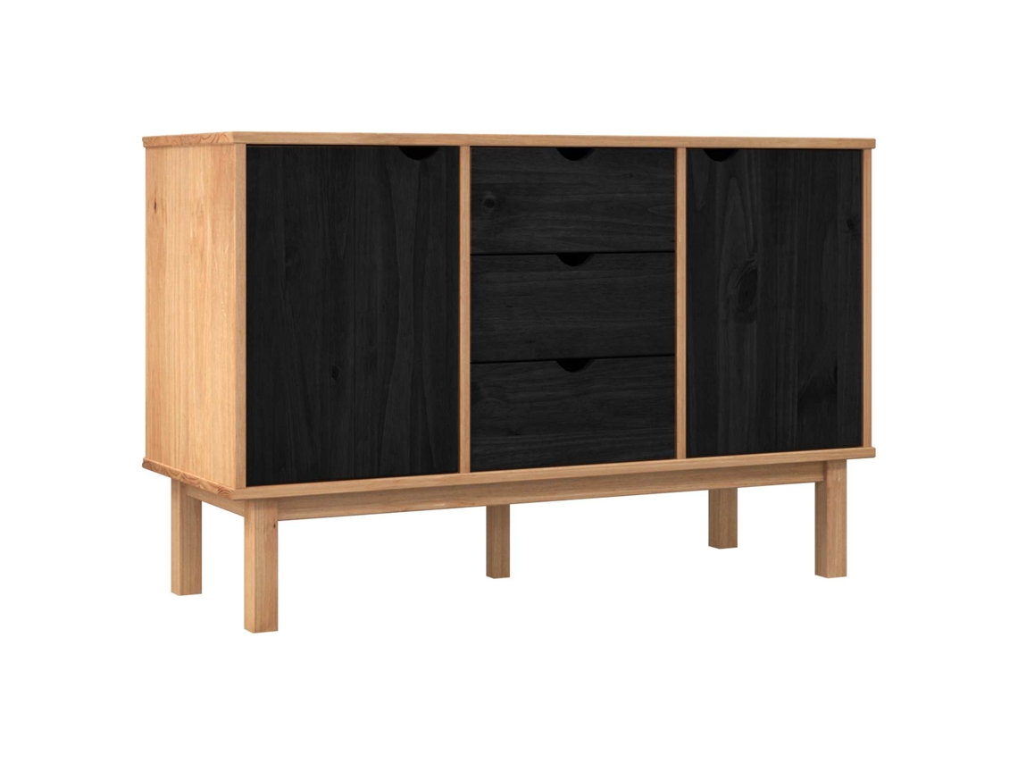 Vidaxl Buffet Otta Preto 113,5 X 43 X 73 Cm Madeira De Pinho Maciça