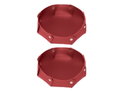 Organizador Bandeja Circular Entrada Minimalista RNEMITERY Pele Vermelho (19x19x5cm)