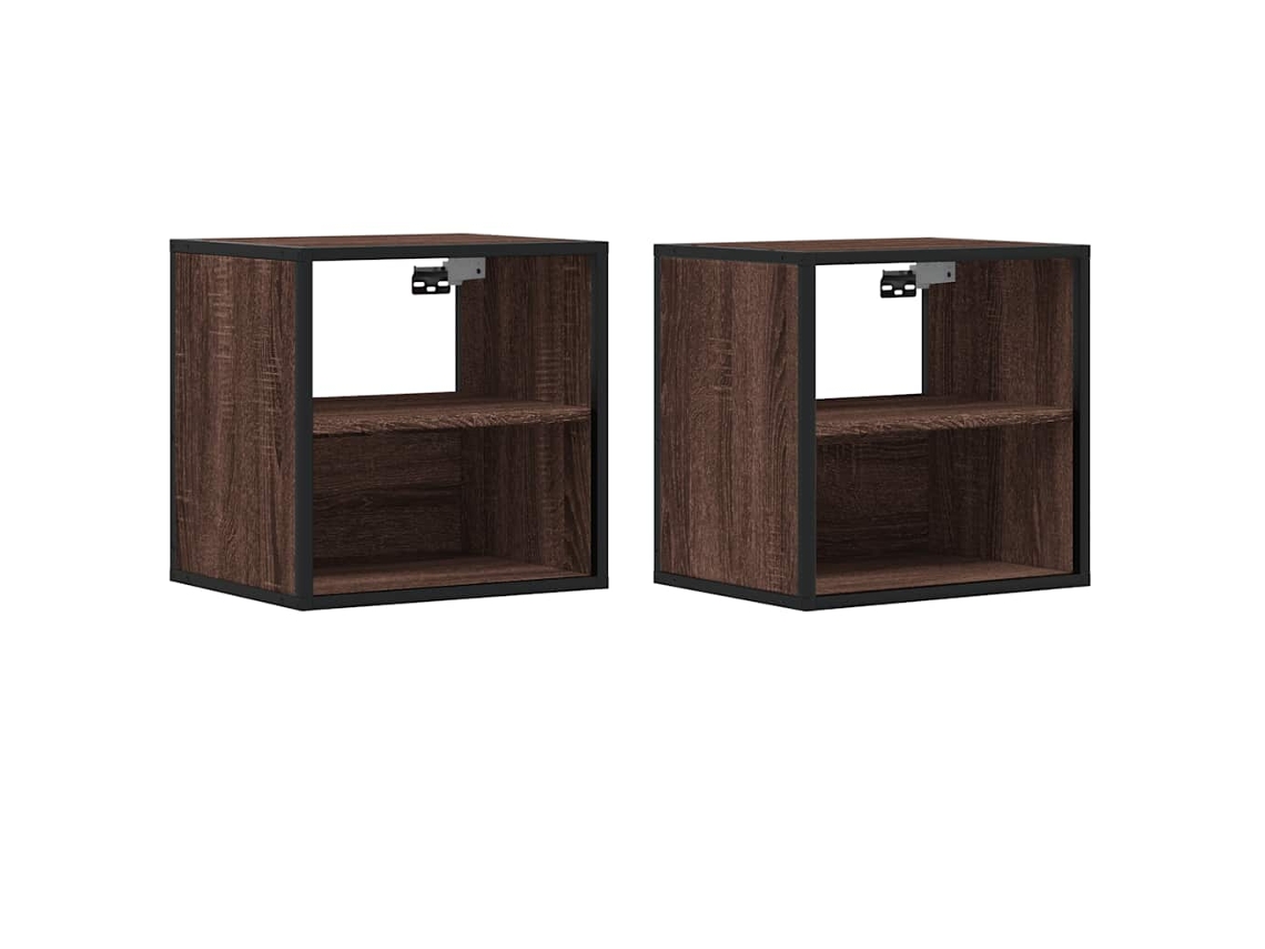 Wall-mounted Bedside Cabinet, Wall-mounted Bedside Cabinets Vidaxl Marrom Madeira Processada (n/a)