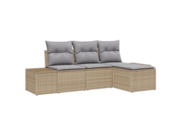 Conjunto 4 Móveis De Jardim Vidaxl Bege Vime Pe (239 X 62 X 85 Cm)