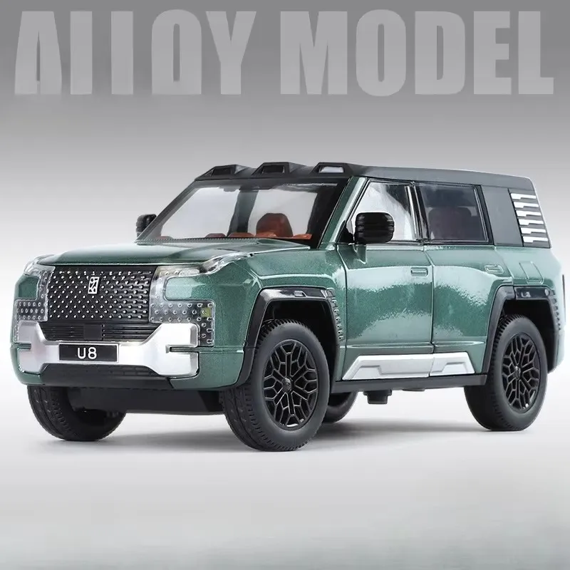 (u8 Verde) 1:24 - Modelo De Trailer De Camping - Carrinho De Brinquedo - Portas Que Abrem - Metal Fundido