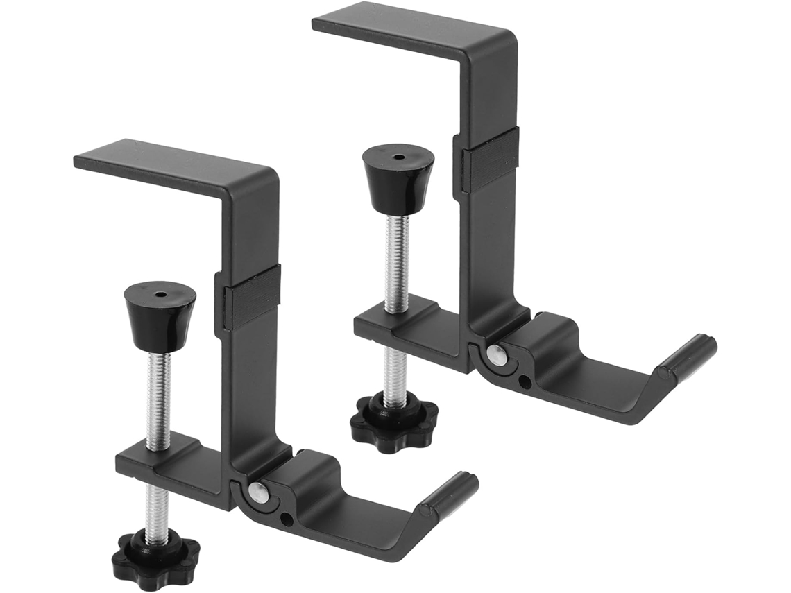 Conjunto De 2 Ganchos Metal Cinza Para Guardar Fones Ouvido Da Operitacx, Com Fixação Ajustável Para Mesa E Monitor